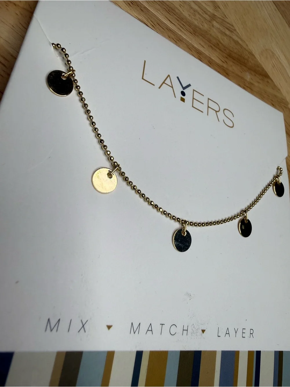 Layers Gold Disc Charm Necklace NWT